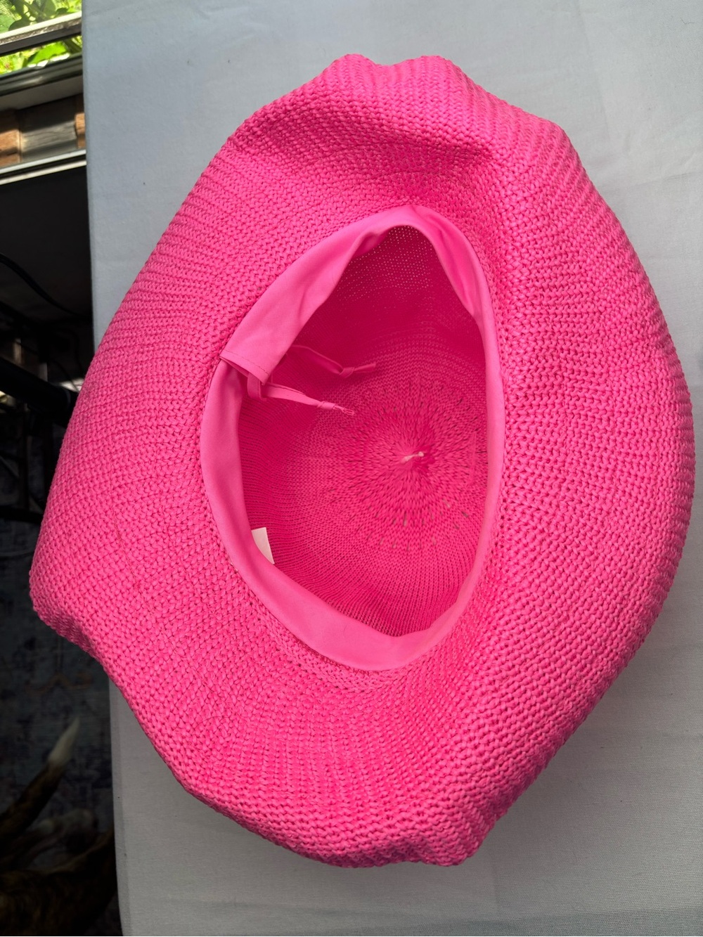 NEW Lulu B Hot Pink Sun Hat Woven Wide Brim Packable Pink - Picture 6 of 11